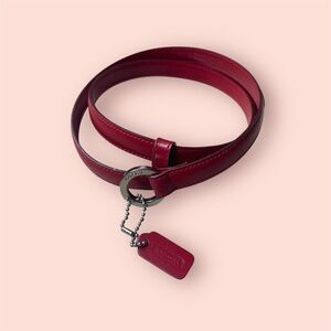 Vintage Coach red leather skinny logo belt